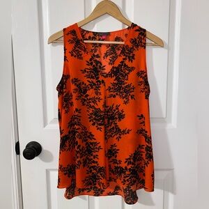 Vince Camuto Orange Black Sleeveless Round Neck Tank Top